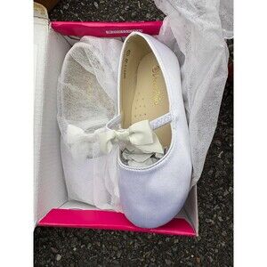 Dream Pairs little girl size 10 c white ballet style wedding dress up shoes